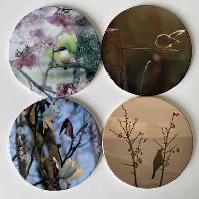 Ceramic Coaster Set of 4 - Spring Blooms Garden Series (Circle)